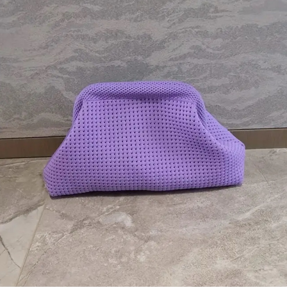 Crochet Clutch Bag Purple Cosmetic
Bag Toiletry Make Up Bag Knitted Mesh - Picture 3 of 4